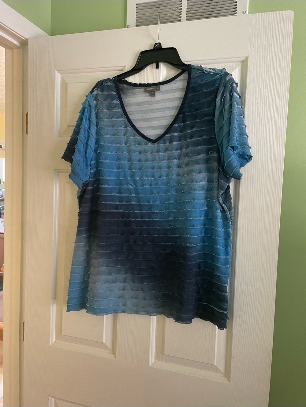 Essentials Blue Ombre V-Neck Short Sleeve Top